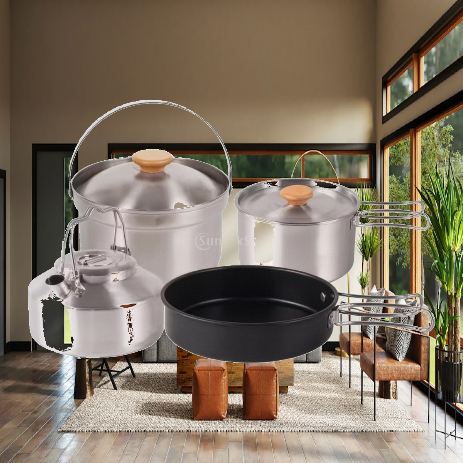 Camping Cooking Set For 4 - Juego de Cocina de Acero Inoxidable