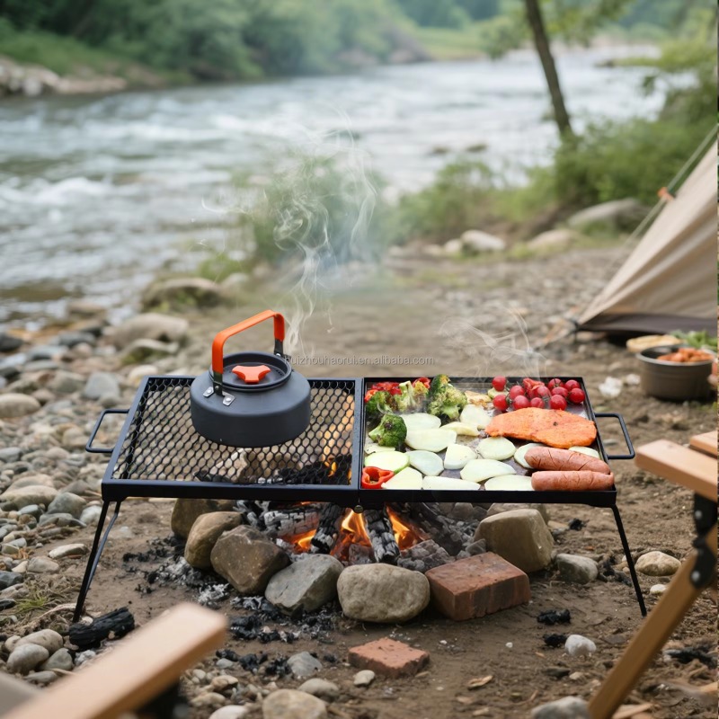 Camping Cooking Over Fire - Parrilla Portátil Plegable para Acampar al