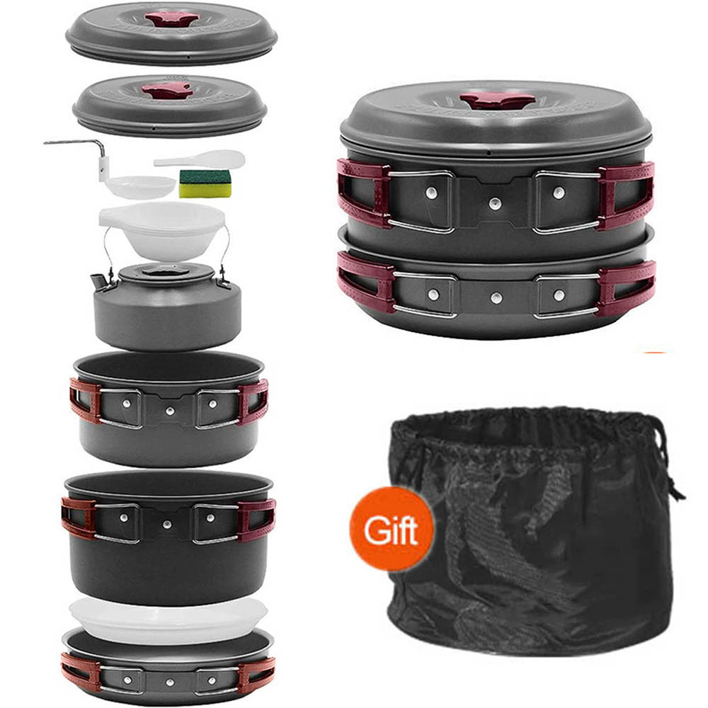 Camping Cooking Pots And Pans Set - Juego de picnic de cocina al
