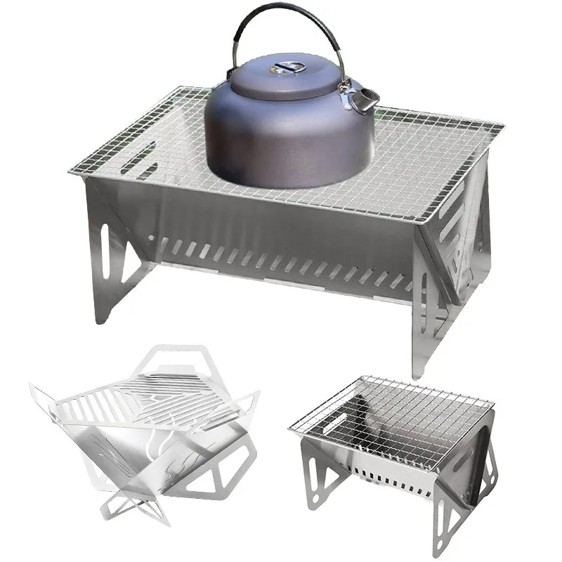 Camping Cooking Gadgets - Parrilla Triangular Resistente al Viento, Plegable