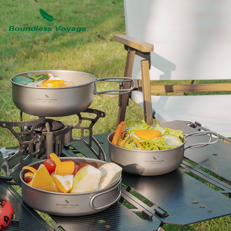 Camping Cooking Pots And Pans Set - Juego de Cocina de Titanio para