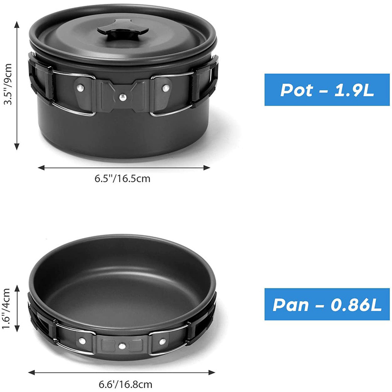 Camping Cooking Pots And Pans Set - Juego de utensilios de cocina para