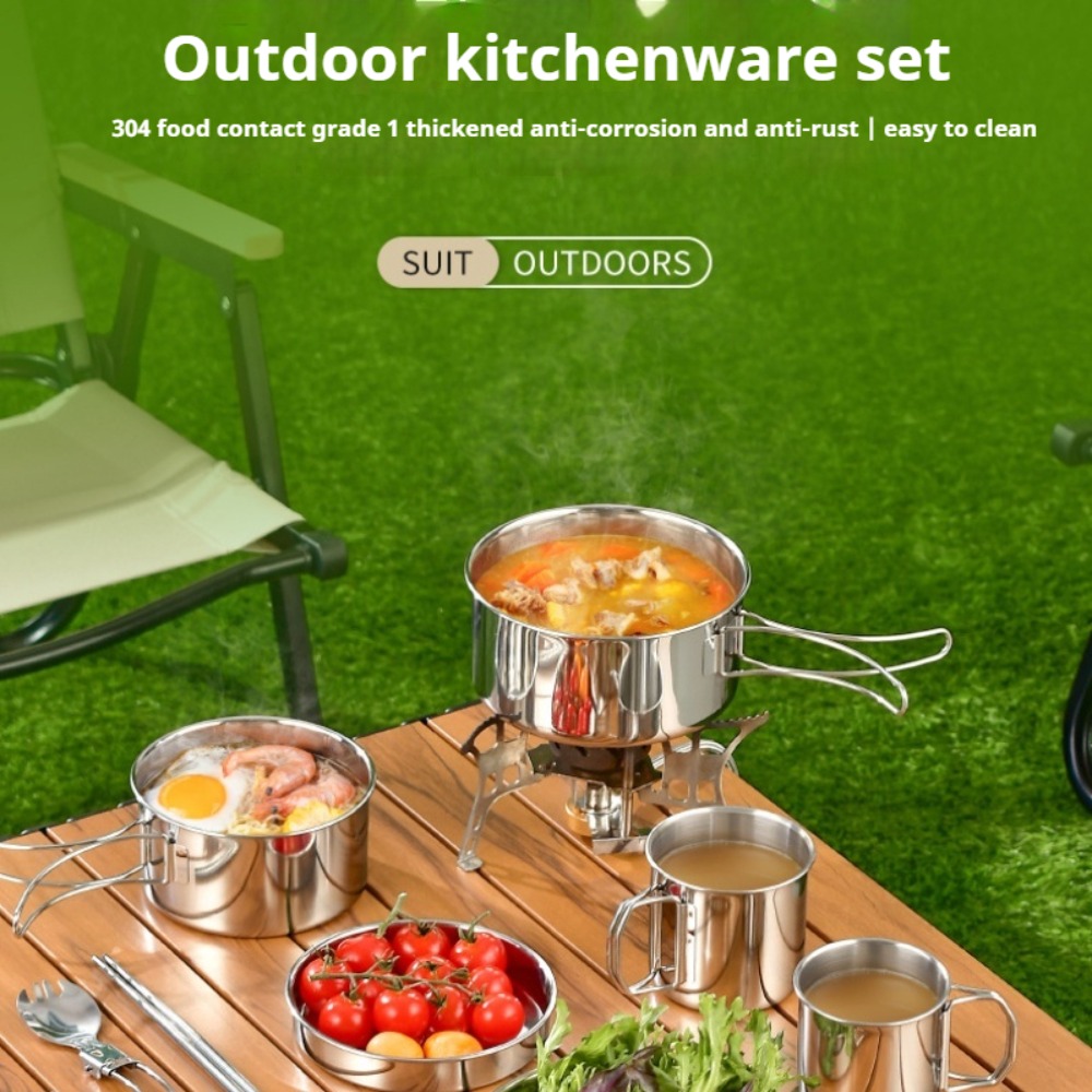 Juego de cocinero de acampada  - Camping Cooking Pots And Pans Set reseña y precio