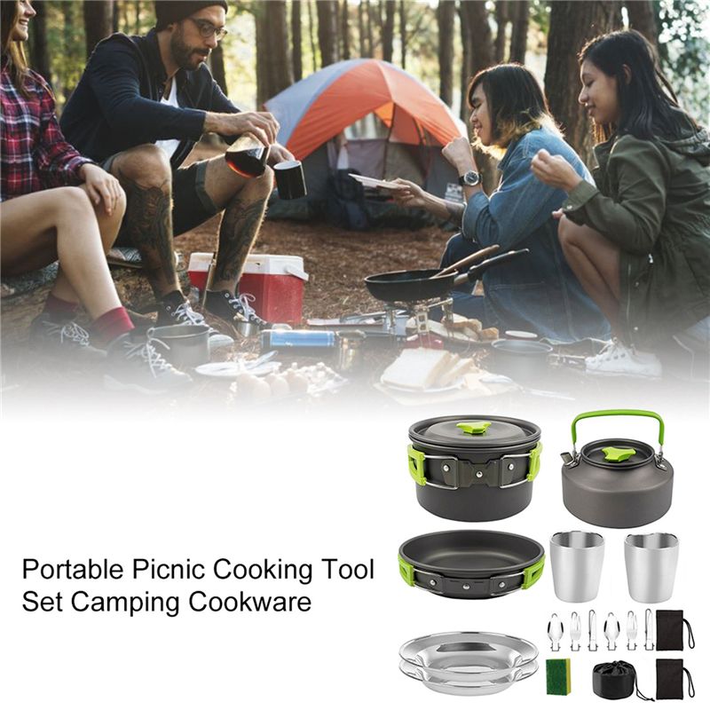【COMPADORES】Utensilios de coci - Camping Cooking Pots And Pans Set reseña y precio