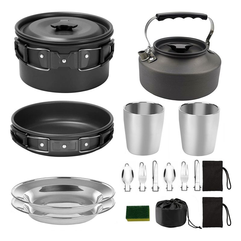 【COMPADORES】Utensilios de coci - Camping Cooking Pots And Pans Set reseña y precio
