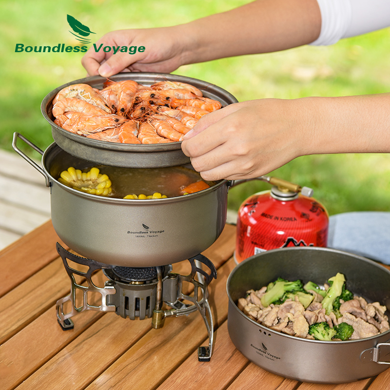 Olla de vapor de titanio Bound - Camping Cooking Pots And Pans Set reseña y precio