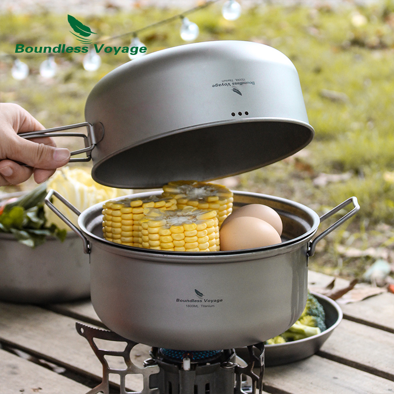 Olla de vapor de titanio Bound - Camping Cooking Pots And Pans Set reseña y precio