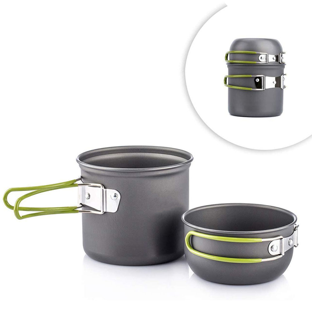 Ollas ultraligeras para acampa - Camping Cooking Pot Set reseña y precio