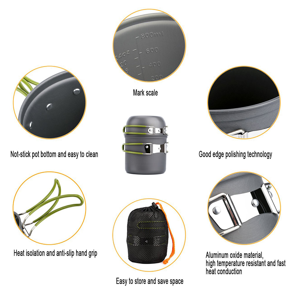 Ollas ultraligeras para acampa - Camping Cooking Pot Set reseña y precio
