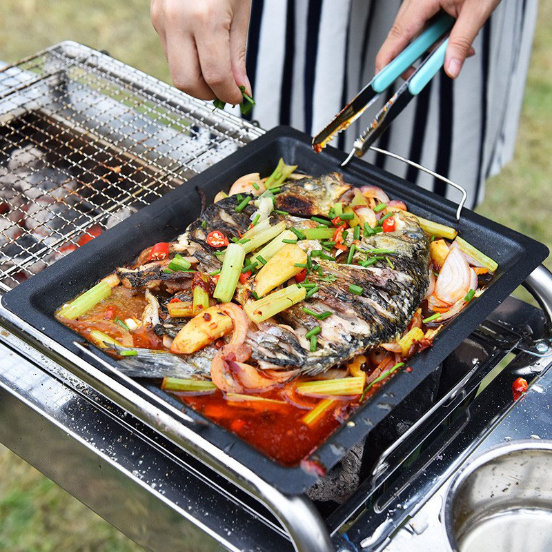Sartén cuadrada gruesa para ex - Camping Hiking Cooking reseña y precio