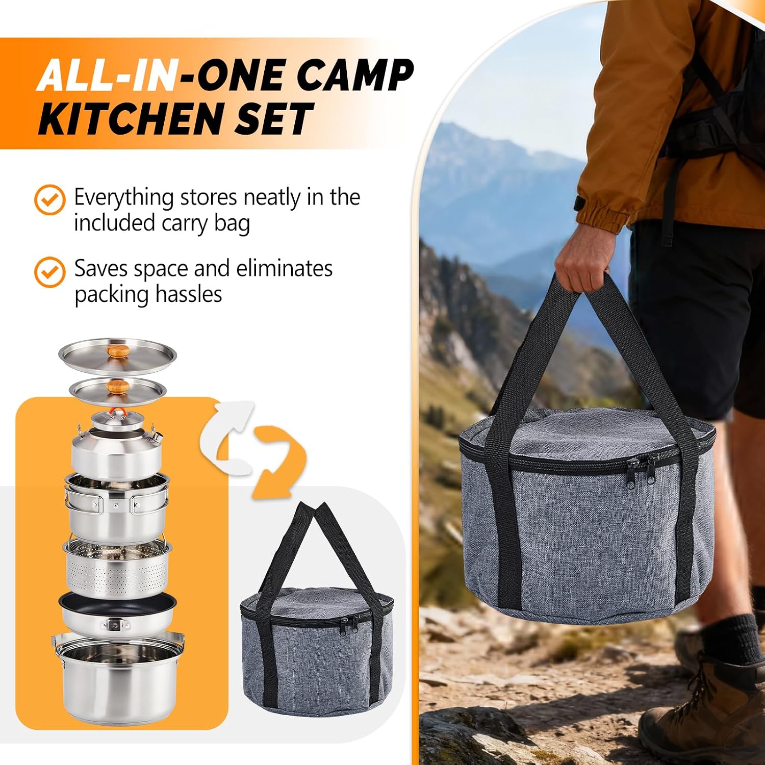 Juego de utensilios de cocina  - Camping Cooking Pot Set reseña y precio