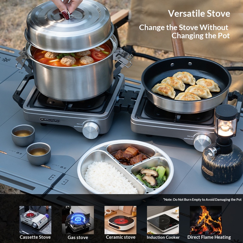 BUERK Juego de Olla a Vapor, S - Camping Cooking Pots And Pans Set reseña y precio