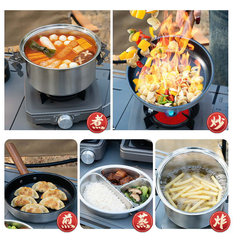 BUERK Juego de Olla a Vapor, S - Camping Cooking Pots And Pans Set reseña y precio